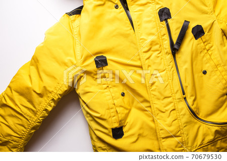 Winter men's yellow jacket on a white background. 70679530