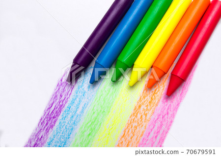 Rainbow from pencils on a white background. Symbol of same-sex relationships. LGBT 70679591