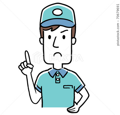 Illustration Material: Young Deliveryman Male, Attention, Warning 70679691