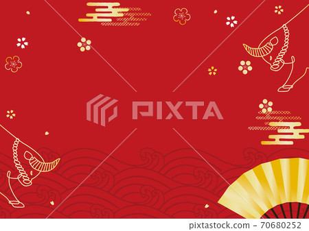 New Year's background Ox year Mizuhiki bullfighting 70680252