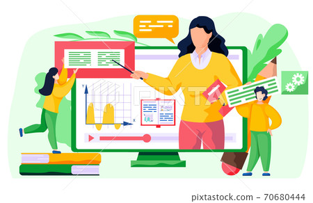 Online math course. Learning mathematics in internet, idea of distance education and knowledge 70680444