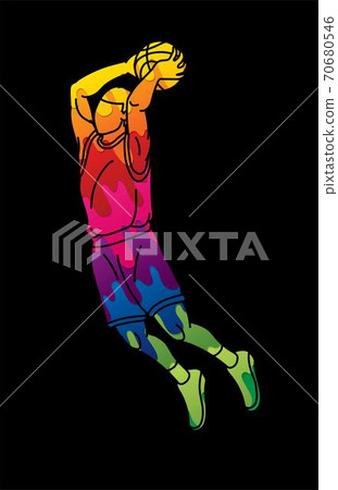 Basketball player action cartoon sport graphic vector. 70680546