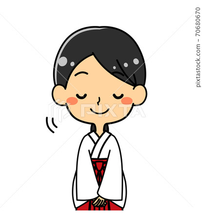 Shrine maiden bowing upper body illustration 70680670