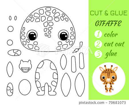 coloring book cut and glue baby giraffe stock illustration 70681073 pixta