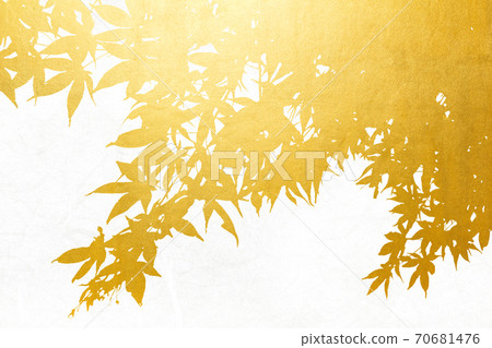 秋天的葉子和金色的葉子日本紙背景紋理 秋天的葉子和金色的葉子日本紙背景紋理 70681476