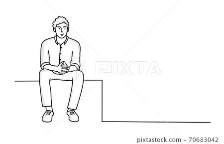 Young man sitting. Young man sitting. 70683042