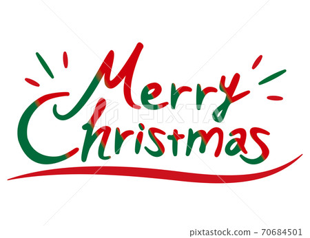 Merry Christmas logo letters hand-painted cursive 70684501