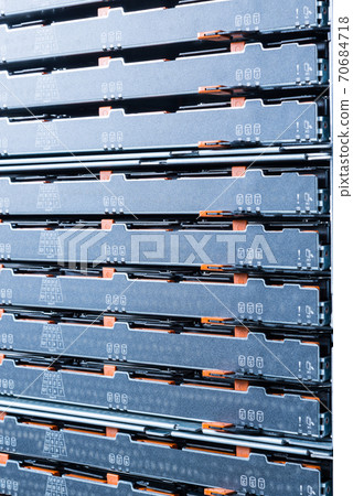 detail of data center with hard drive array 70684718