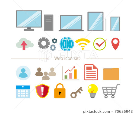 Internet / PC vector illustration icon set Internet / PC vector illustration icon set 70686948