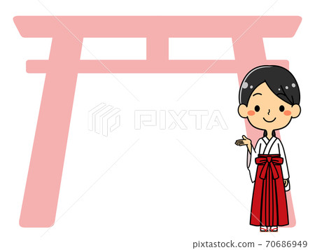 Shrine maiden torii background illustration copy space Shrine maiden torii background illustration copy space 70686949