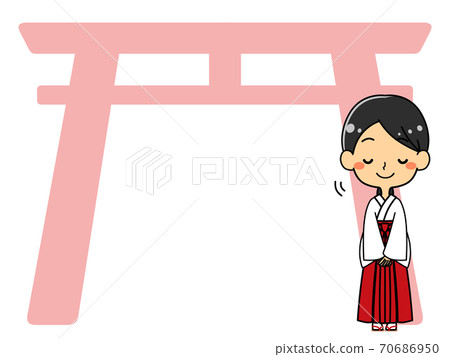 Shrine maiden torii background illustration copy space Shrine maiden torii background illustration copy space 70686950