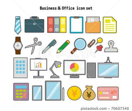 Vector illustration of office / work Business icon set Vector illustration of office / work Business icon set 70687348