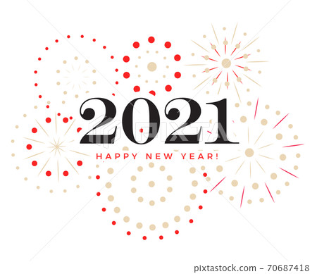Happy New Year celebration card, color 2021 numbers with fireworks, vector illustration Happy New Year celebration card, color 2021 numbers with fireworks, vector illustration 70687418