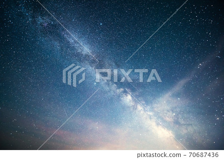 Vibrant night sky with stars and nebula and galaxy. Deep sky astrophoto Vibrant night sky with stars and nebula and galaxy. Deep sky astrophoto 70687436