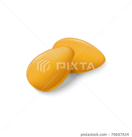 Active orange pill for erection. Vector illustration with shadow on white background. Active orange pill for erection. Vector illustration with shadow on white background. 70687834