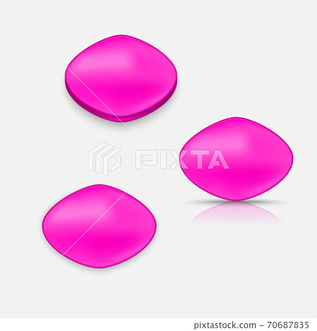 Active pink pill for erection. Vector illustration with shadow and reflection. 70687835