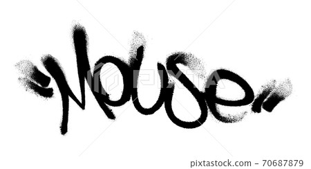 Sprayed mouse tag graffiti with overspray in black over white. Vector illustration. 70687879