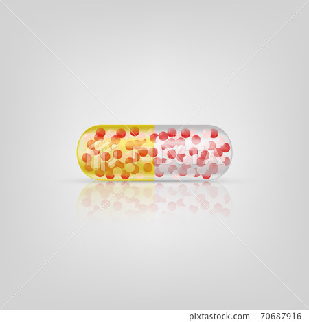 Capsule pills on white background. Vector illustration with shadow and reflect 70687916