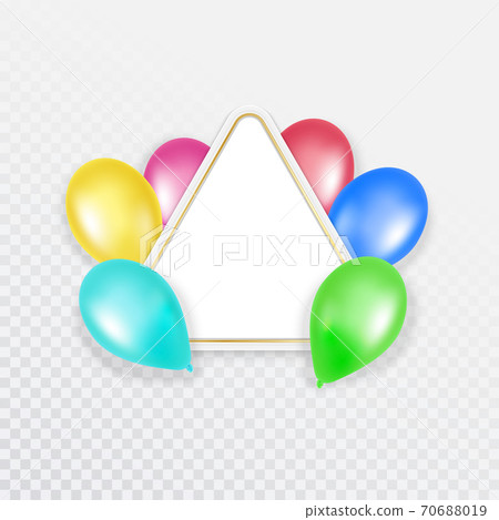 Colorful balloons with a banner for text on a transparent background. Vector illustration Colorful balloons with a banner for text on a transparent background. Vector illustration 70688019
