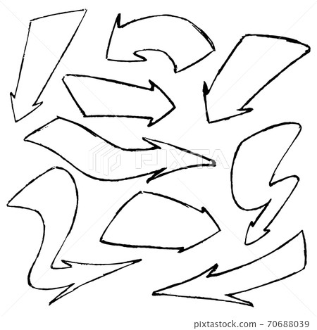 Set of hand-drawn doodle vector black arrows on... - Stock Illustration ...