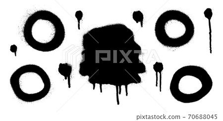 Set of graffiti spray banner. Vector spray paint shapes with smudges 70688045