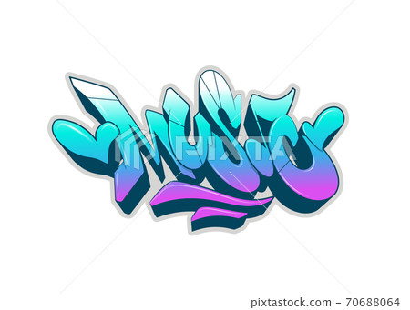 Music word drawn by hand in graffiti style. Vector illustration Music word drawn by hand in graffiti style. Vector illustration 70688064