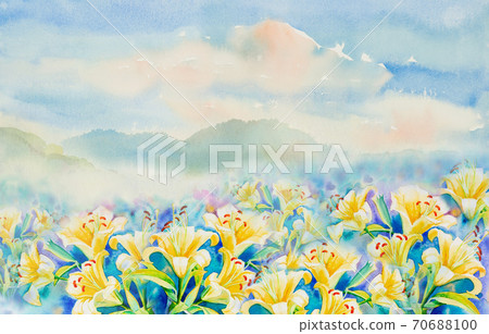 Painting colorful of beauty bouquet lilly flowers. 70688100