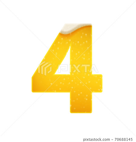 The digits for alphabet in the form of lemonade or beer. Digit 4. Vector illustration on white background The digits for alphabet in the form of lemonade or beer. Digit 4. Vector illustration on white background 70688145