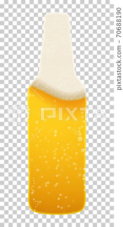 The form of a bottle with beer foam and bubbles. Vector pattern on a transparent background 70688190