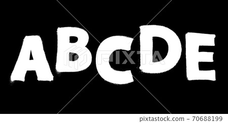 Graffiti spray font alphabet with a spray in white over black. Part 1. Vector illustration 70688199