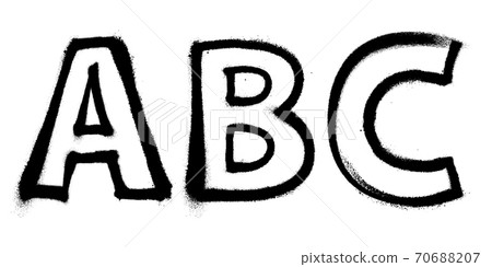 Graffiti spray font alphabet with a spray in black over white. Vector illustration Graffiti spray font alphabet with a spray in black over white. Vector illustration 70688207