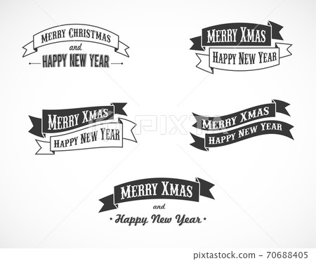 Merry Christmas and Happy New Year ribbons - Stock Illustration ...