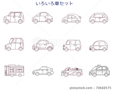 Color car set line art - Stock Illustration [70688575] - PIXTA