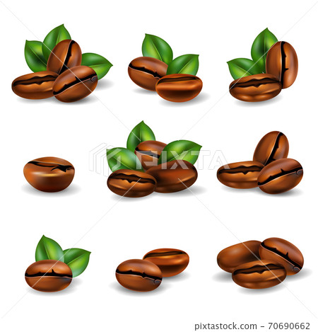 Coffee Beans Realistic Set 70690662