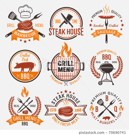 BBQ Retro Style Emblems 70690741