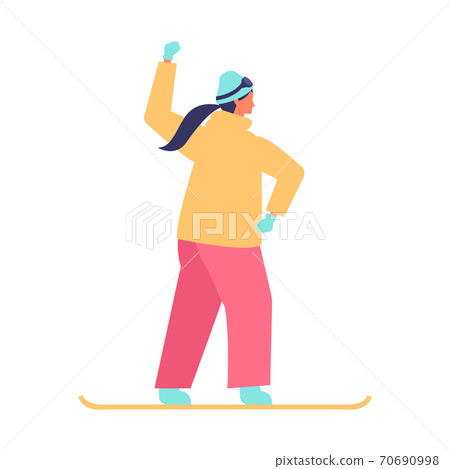 Illustration of a winter woman snowboarding 70690998