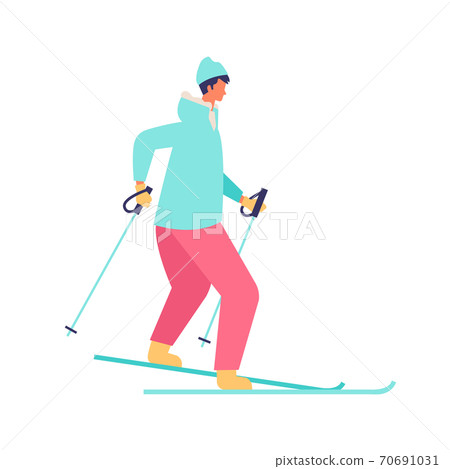 Illustration of a winter man skiing 70691031