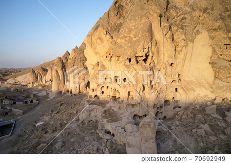 Cliff dwellings in Cappadocia, Turkey. 70692949