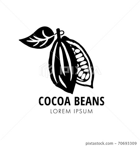 Monochrome cocoa beans logo. Chocolate cocoa beans vector isolated on white background 70693309