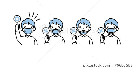 插圖素材如何戴好正確的口罩男孩們 插圖素材如何戴好正確的口罩男孩們 70693595