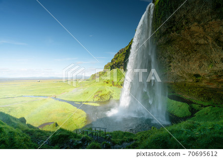 Seljalandfoss waterfall in summer time, Iceland 70695612