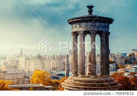Edinburgh city skyline from Calton Hill., United Kingdom 70695618
