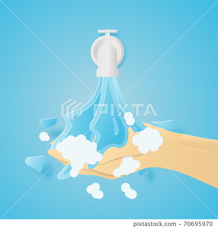 Washing hand with Soap Foam. Vector illustration. Washing hand with Soap Foam. Vector illustration. 70695970