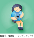 A Little girl hug her world - World environment day concept. 70695976