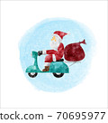 Santa Claus ride a scooter in watercolor style on white background. Vector illustration. 70695977
