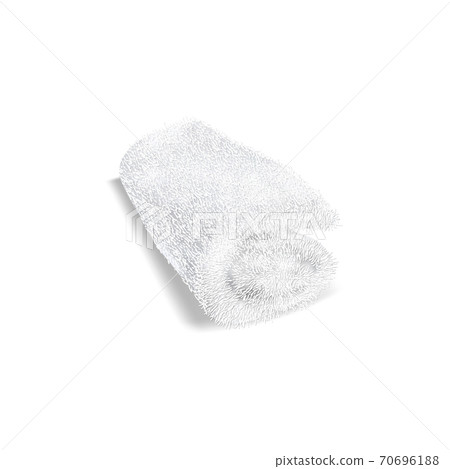 White rolled towel on white background. 3d realistic spa cotton towel for hotel bathroom hygiene or sauna. One white rolled folded fluffy terry towel. Vector Illustration 70696188