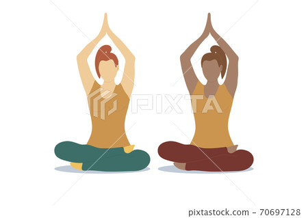 Two girls are engaged in meditation. Two girls are engaged in meditation. 70697128