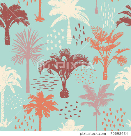Botanical Aloha backround. Palm trees seamless pattern. 70698484