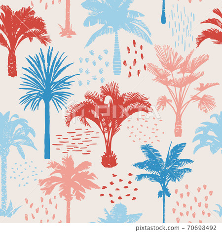 Botanical Aloha backround. Palm trees seamless pattern. 70698492