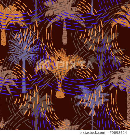 Botanical Aloha backround. Palm trees seamless pattern. 70698524
